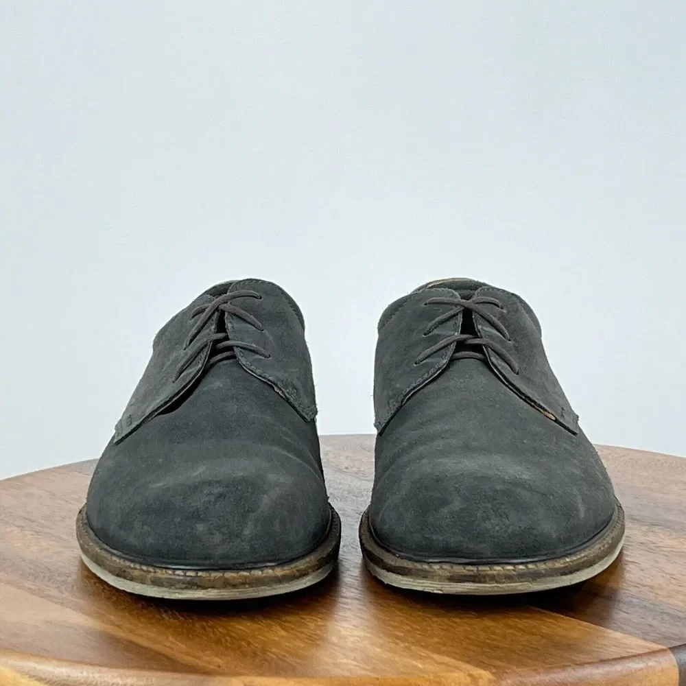 Mens Ecco Gray Suede‎ Plain Toe Dress Derby Shoes Size EU 45 US 11-11.5 M GUC